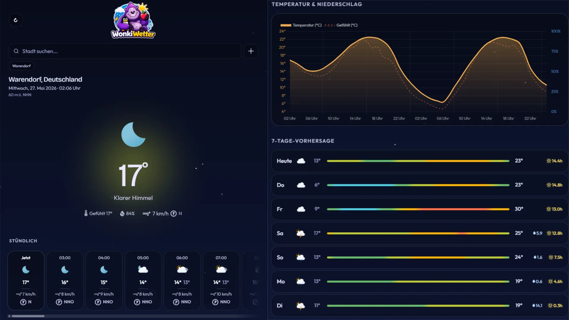 WonkiWetter.de Wetter-App mit adaptivem Wetter-Theme